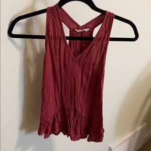 Red tank top with ruffle bottom